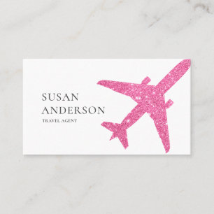 Pink Glitter Aeroplane Business Card