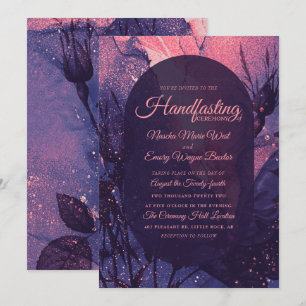 Pink Glitter Alternative Gothic Luxury Handfasting Invitation
