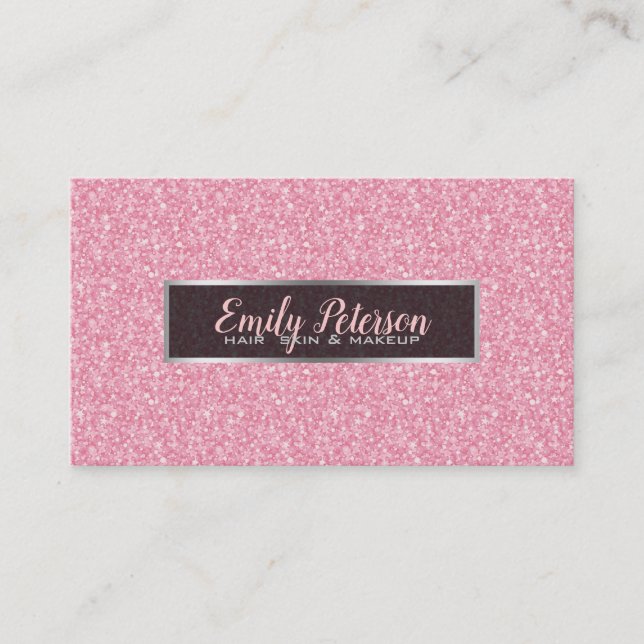 Pink Glitter And Black Silver Accents- Appointment Card (Front)
