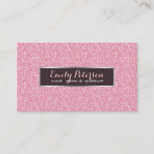 Pink Glitter And Black Silver Accents Business Card