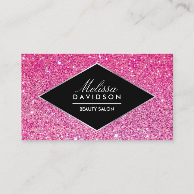 Pink Glitter and Glamour Beauty Business Card (Front)