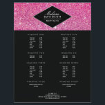 Pink Glitter and Glamour Beauty Large Flyer<br><div class="desc">Coordinates with the Pink Glitter and Glamour Beauty Business Card Template by 1201AM. A bright pink glittery background image provides a fun and girly backdrop to this beauty-themed flyer template. Your name or business name is elegantly styled in a faux silver trimmed nameplate for a classy logo. A stylish design...</div>