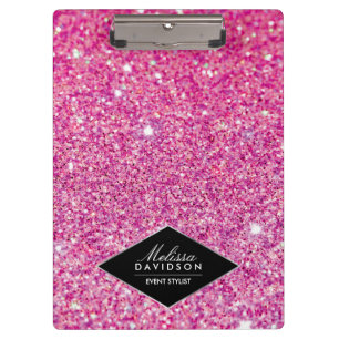 Pink Glitter and Glamour Beauty Personalised Clipboard
