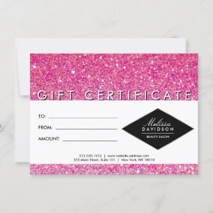 Pink Glitter and Glamour Salon Gift Certificate