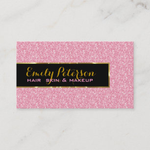 Pink Glitter And Metallic Gold Accents Business Card