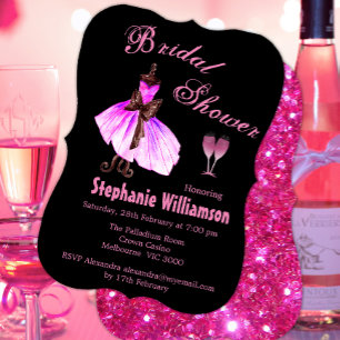 Pink Glitter and Pink Dress Bridal Shower Invitation
