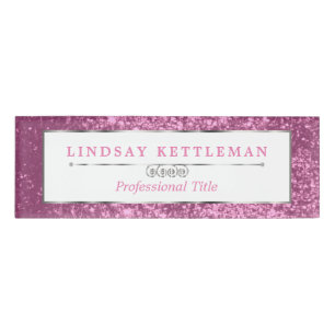 Pink Glitter and Silver Design Name Tag