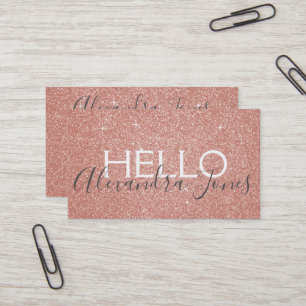 Pink Glitter and Sparkle Hello Business Card