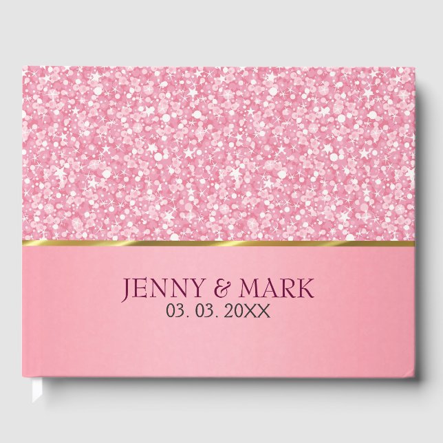 Pink Glitter And White Sparks Guest Book (Front)