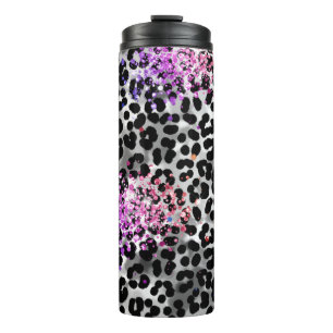 *~* Pink Glitter Animal Leopard Spots Girly Thermal Tumbler