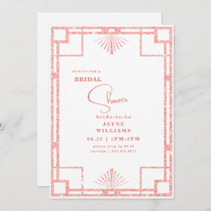 Pink Glitter Art Deco Briidal Shower Invitation