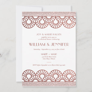Pink Glitter Art Deco Fan Rehearsal Dinner Invitation