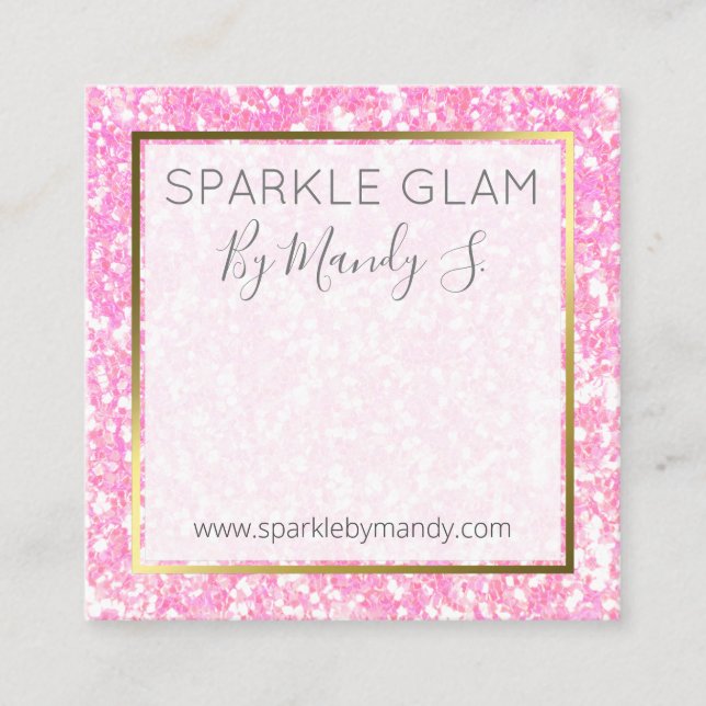 Pink Glitter Artisan Handmade Jewellery Display Ca Square Business Card (Front)
