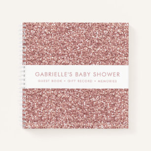 Pink Glitter Baby Shower Gifts + Guestbook Notebook