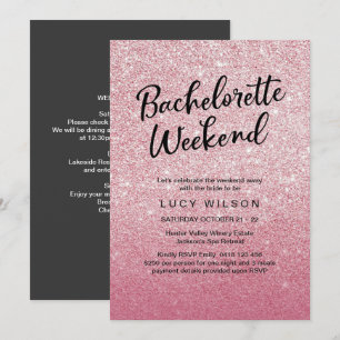 Pink Glitter Bachelorette Weekend Invitation