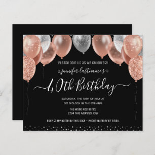 Pink Glitter Balloons 40th Birthday Party