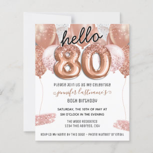 Pink Glitter Balloons 80th Birthday Party