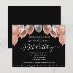 Pink Glitter Balloons 90th Birthday Party