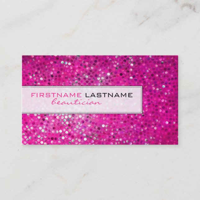 Pink Glitter Beautician Business Card (Front)