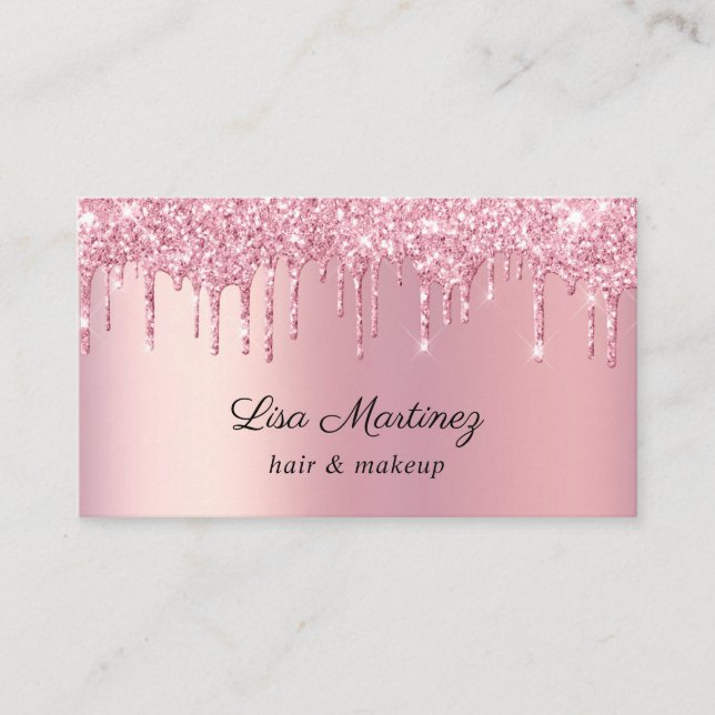 Pink Glitter Beauty Business Card (Front)