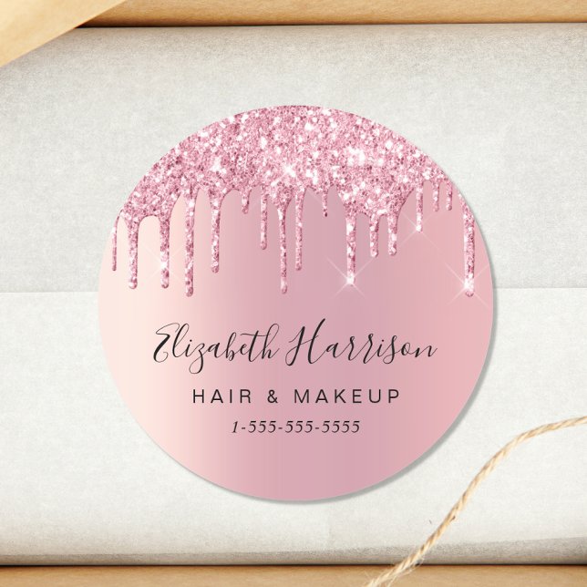 Pink Glitter Beauty Classic Round Sticker (Creator Uploaded)