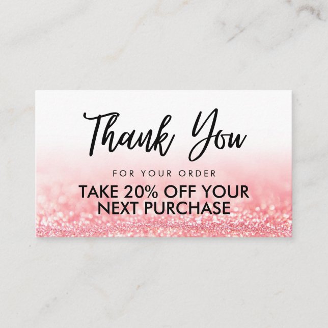 Pink Glitter Beauty Salon Modern Discount Card (Front)