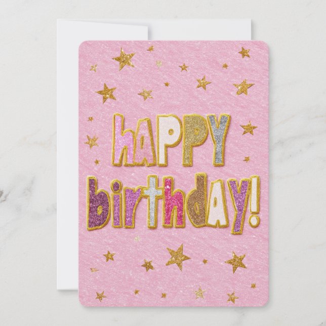 Pink Glitter Birthday Card (Front)