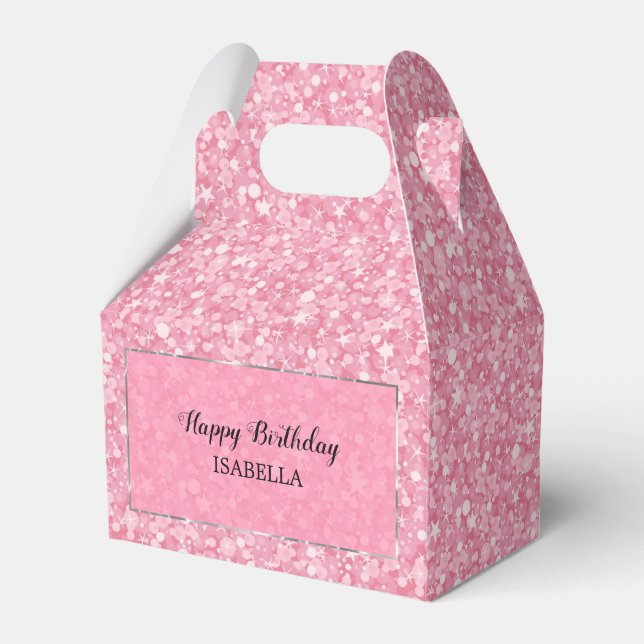 Pink Glitter Birthday Favour Box (Front Side)