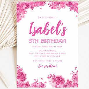 Pink Glitter Birthday Invitation