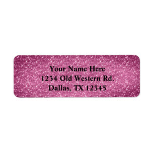 Pink Glitter Birthday Party Glam Address Label