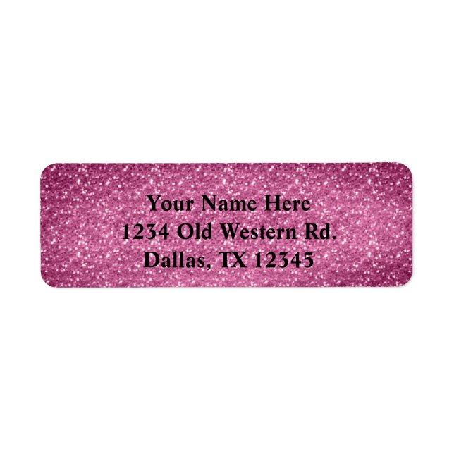Pink Glitter Birthday Party Glam Address Label (Front)