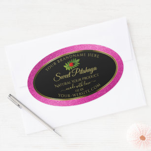 Pink Glitter Black Product Labels Fine Gold Frame