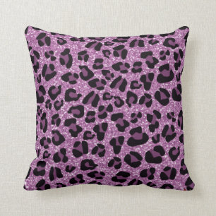 *~* Pink Glitter Black Spot Leopard Animal Pattern Cushion