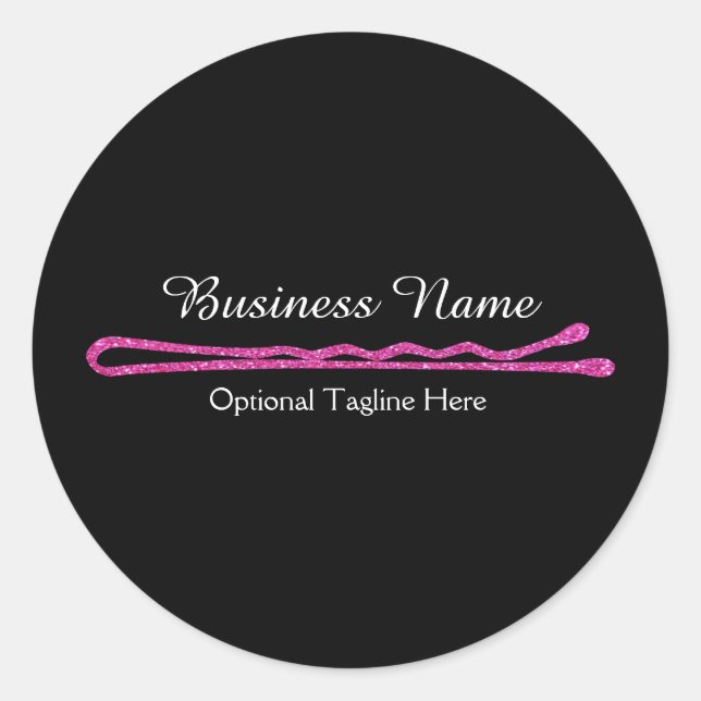 Pink Glitter Bobby Pin Round Sticker (Front)