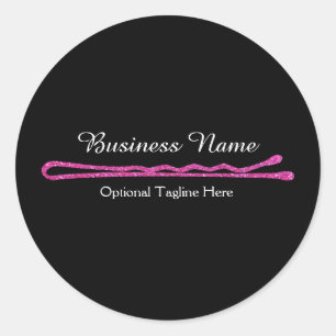 Pink Glitter Bobby Pin Round Sticker