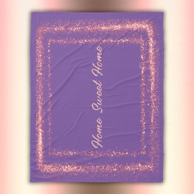Pink Glitter border monogram on purple | Fleece Blanket (Creator Uploaded)