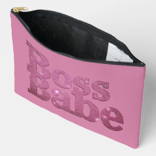 Pink Glitter Boss Babe Accessory Pouch