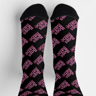 Pink Glitter Boss Babe Socks