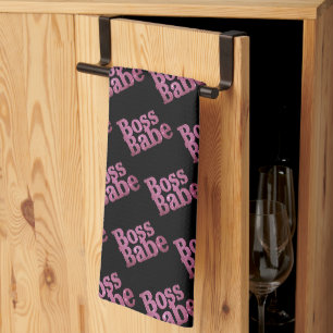 Pink Glitter Boss Babe Tea Towel