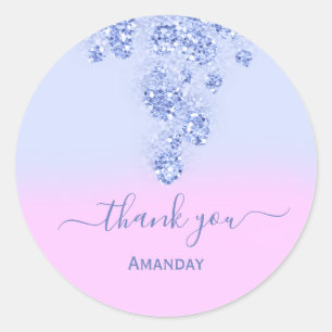 Pink Glitter Bridal Shower Sweet16th Thank Dusty Classic Round Sticker