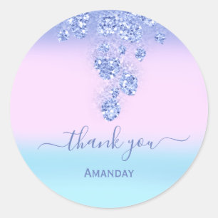 Pink Glitter Bridal Shower Sweet16th Thank Pastels Classic Round Sticker