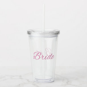 Pink Glitter Bride Wedding Acrylic Tumbler