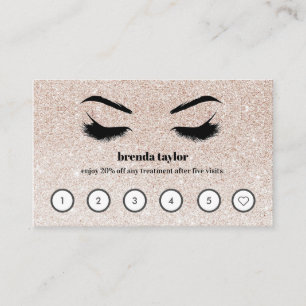 Pink Glitter Browbar Eyelash Custom Loyalty Business Card