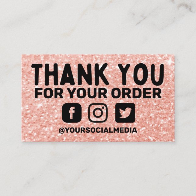 Pink Glitter Business Thank You Custom Business Card (Front)