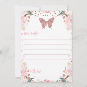 Pink Glitter Butterfly Time Capsule Card