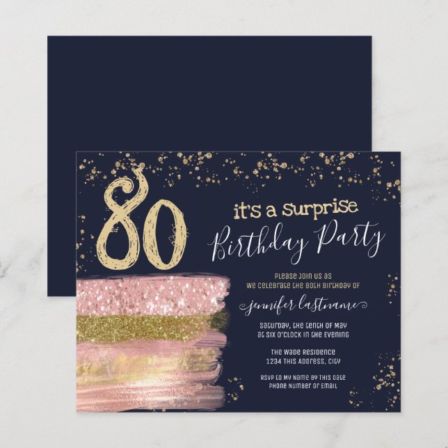 Pink Glitter Cake Surprise Birthday Paper Sheet (Front/Back)