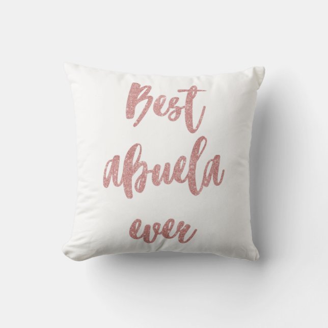 Pink Glitter Calligraphy Best Abuela Ever Photo Cushion (Front)
