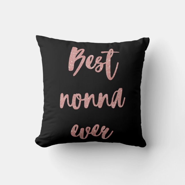 Pink Glitter Calligraphy Best Nonna Ever Photo Cushion (Front)