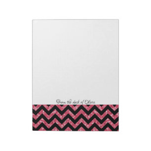 Pink Glitter Chevron Notepad