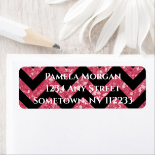 Pink Glitter Chevron Return Address Label